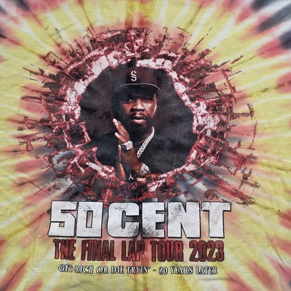 50 Cent Final Lap Tour T Shirt Mens 2XL Tie Dye 2023 Tour Dates Graphic Tee - Picture 5 of 13